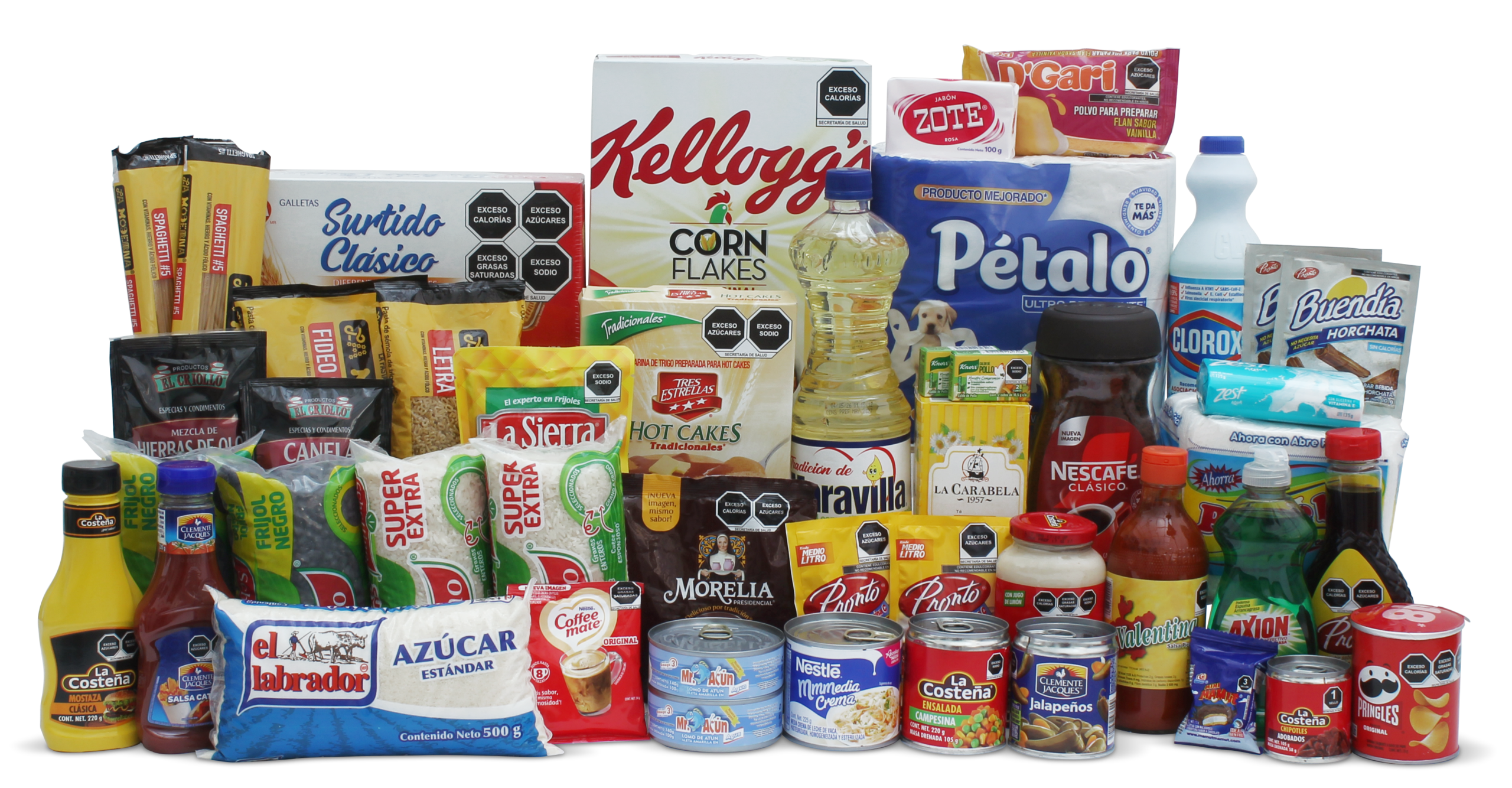 Despensa empresarial Fulgor con productos esenciales y presentación corporativa.