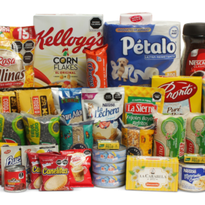 Despensa empresarial Trabajo con productos esenciales y presentación corporativa.